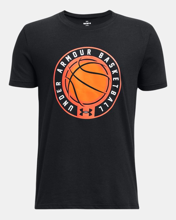 Boys' UA Basketball Logo Short Sleeve in Black image number 0